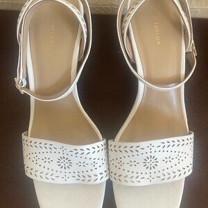 White, Ann Taylor Leather High heeled sandals